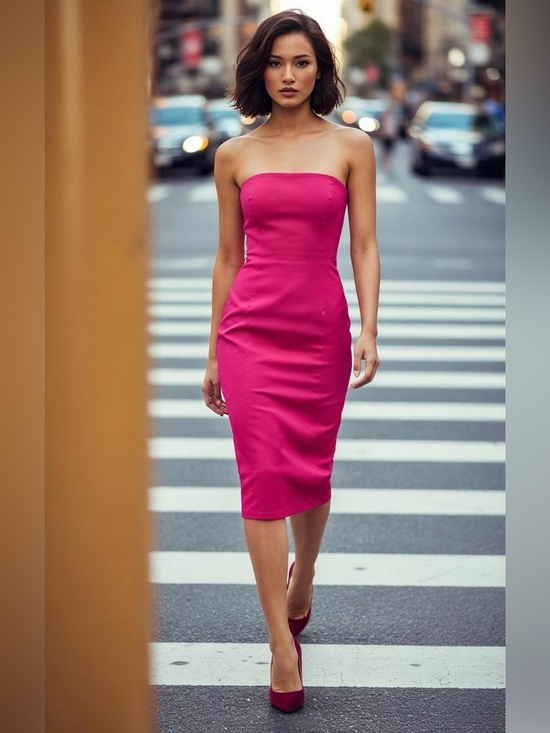 Cibeline Sariano Dresses & Skirts - Strapless Fuchsia Sheath Dress